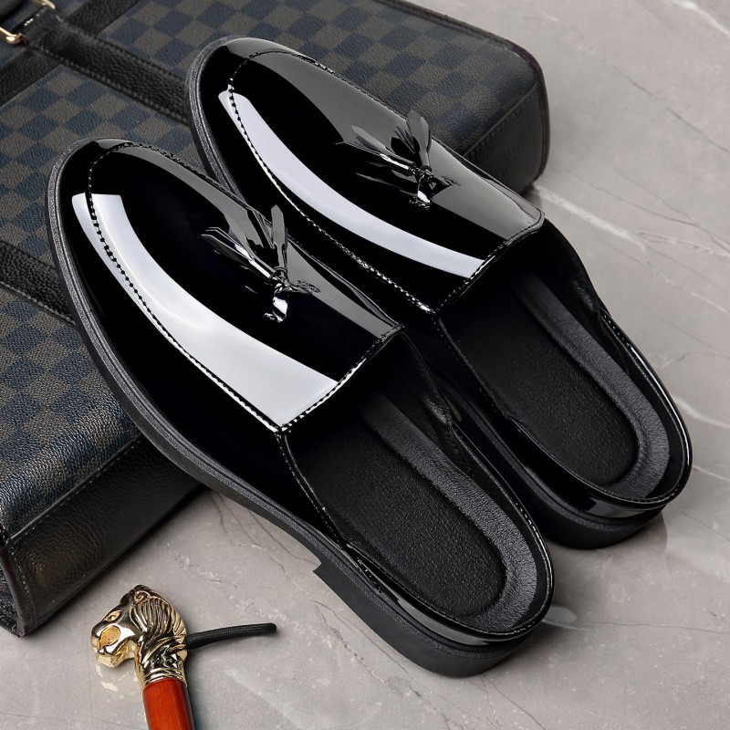 Mules de cuero negro con borla - Formal Men Daily Wear Footwear reseña y precio
