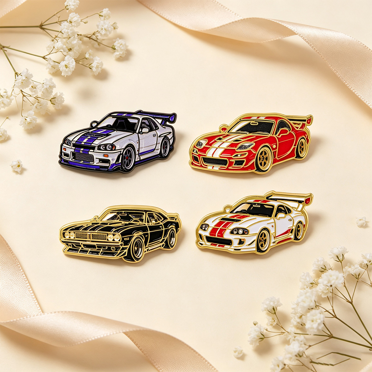 Juego de 4 broches de coches d - Tuxedo Lapel Pin reseña y precio