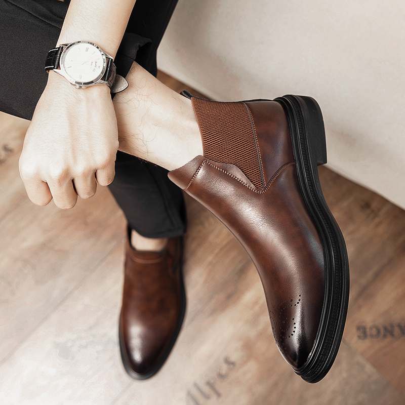 Los zapatos de cuero de caña a - Men Formal Wear With Boots reseña y precio